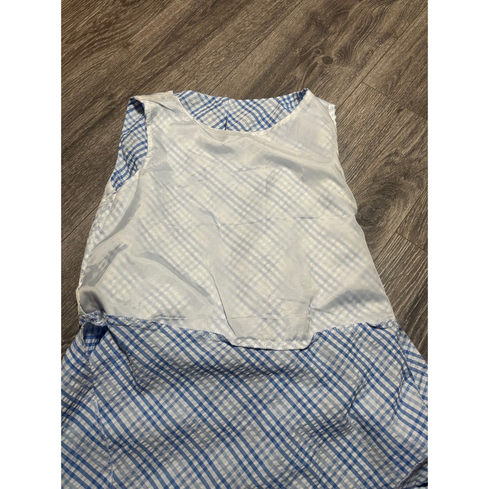 Anne Klein Seersucker Midi Dress Size 6 - Blue and White Gingham Style w/ Sash - Picture 13 of 14